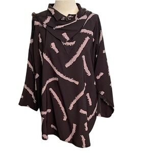 Vintage Women's Artsy Top F.B.Fogg Oversized Black Purple‎